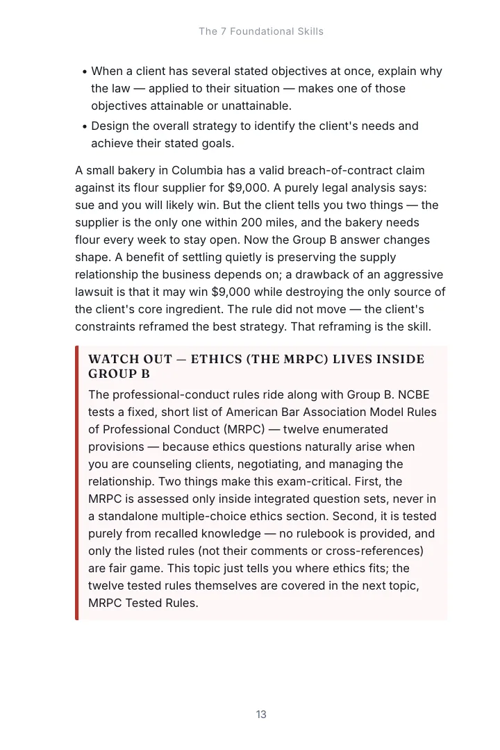A page from the first method chapter of the Integrated Question Sets & Performance Tasks study guide with a callout box set inside the outline